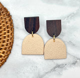 Textured Arch & Wood Dangle Earrings